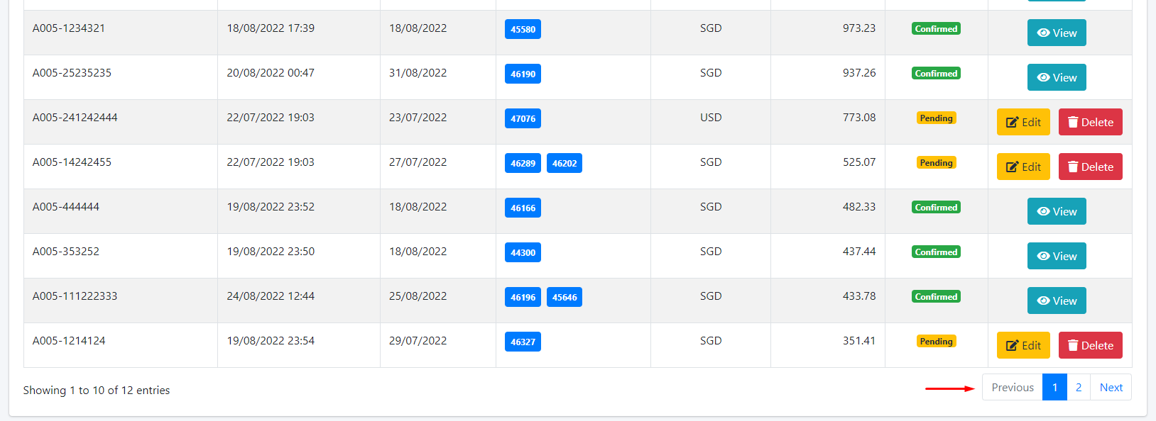 Purchase Invoice List Paging