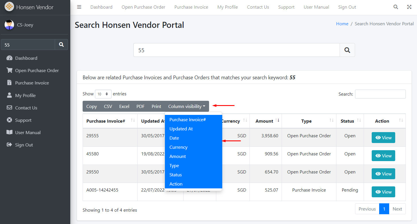 Search Result List Export