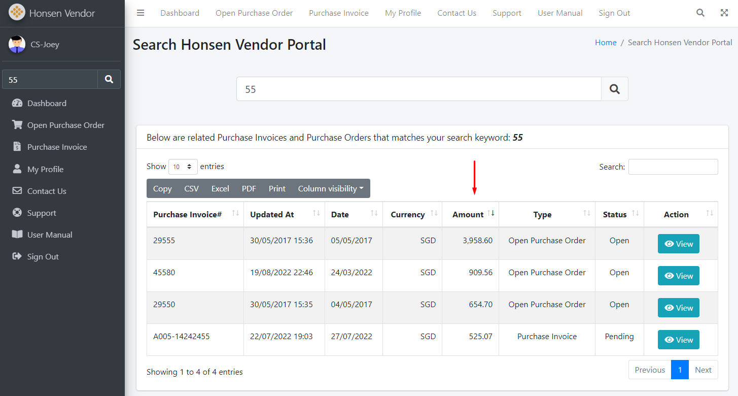 Search Result List Sort